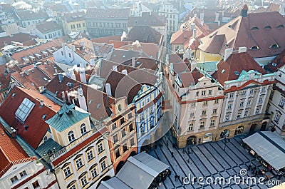 Top view of historical center of Prague Stare Mesto, Czech Republic Editorial Stock Photo