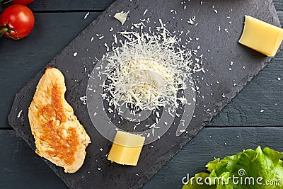 Top view of ingredients for making salad. Stock Photo