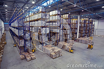 Top view of interior area the warehouse. Editorial Stock Photo