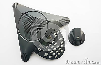 Top view isolated IP conference phone with portable speaker Stock Photo