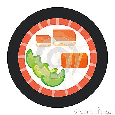 Top view of an isolated sushi Vector Vector Illustration