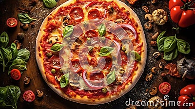 top view Italian classic pizza Stock Photo