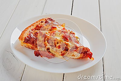 Top view of Italian rustic one slice pizza Stock Photo