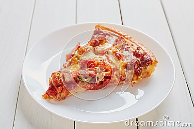 Top view of Italian rustic one slice pizza Stock Photo