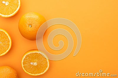 Top view of juicy whole oranges Stock Photo