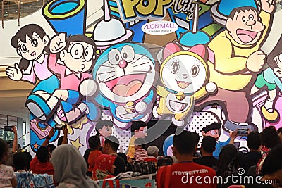 Top View, 23 June 2019, Doraemon, Nobi Nobita, Takeshi Goda or Giant, Shizuka Minamoto, Suneo Honekawa Cartoon Character at AEON Editorial Stock Photo