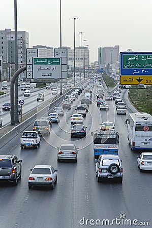 Top View of King Fahad Road in Riyadh City, Saudi Arabia Editorial Stock Photo
