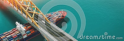 Top view large container ship, transportation system Stock Photo