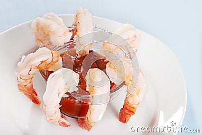 Top view large shrimp with seafood sauce Stock Photo