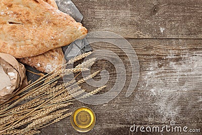 View of lavash bread on gray Stock Photo