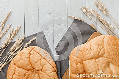 View of lavash bread on towel Stock Photo