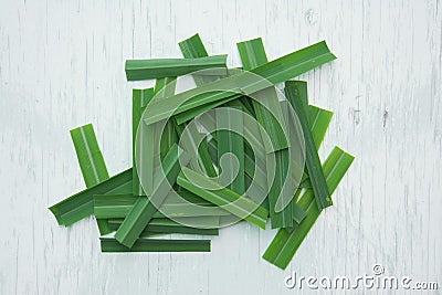 Top view Lemon Grass on wood background Stock Photo