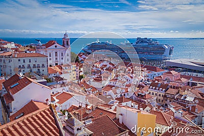 Top view of Lisbon with blue sky Editorial Stock Photo