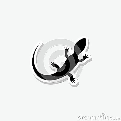 Top view lizard sticker icon isolated on gray background Vector Illustration