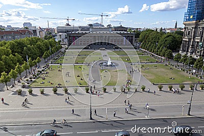 Top view of the Lustgarten park on the Museum Island in the central part of Berlin Editorial Stock Photo