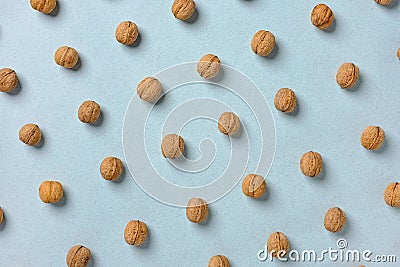 Top view of many natural nuts in shells Stock Photo