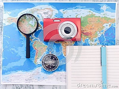 Planning a trip or adventure. dollars money background.Financial concept.Travel planning dreams. Stock Photo