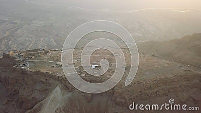 Top view masada shot in the desert Stock Photo