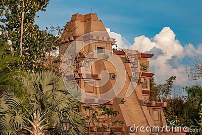 Top view of Mayan Pyramid in Mexico Pavillion at Epcot 70 Editorial Stock Photo