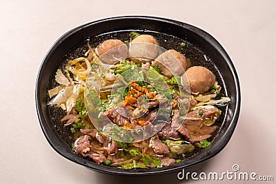 Top view meat chinese clear soup Stock Photo