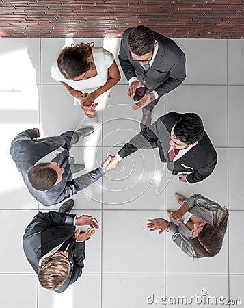 Top view.meeting business partners and handshake Stock Photo