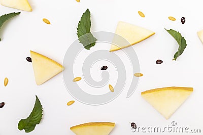 Melon slices and seeds pattern Stock Photo