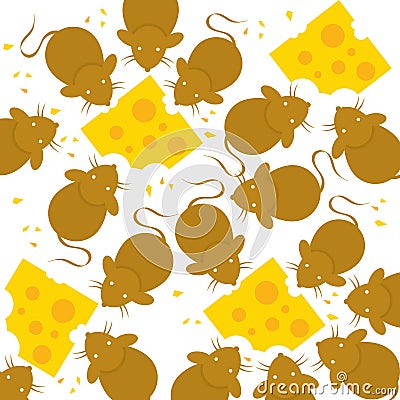 Top View Mice or Rat With Peanut Butte Cartoon Vector Vector Illustration