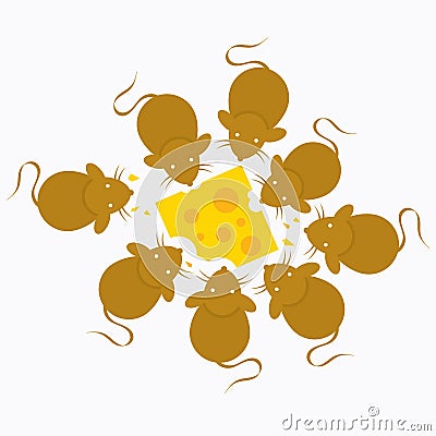 Top View Mice or Rat With Peanut Butte Cartoon Vector Vector Illustration