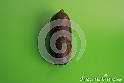 Top view of a morcilla sausage based on coagulated and cooked blood Stock Photo