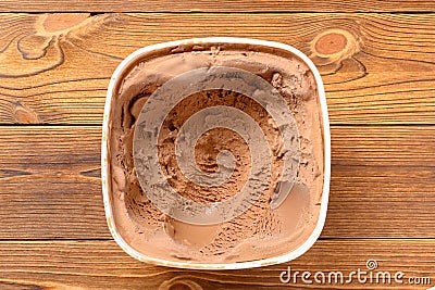 mostly eaten box of chocolate flavor ice cream Stock Photo