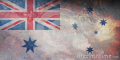 Top view of Naval Ensign of Australia, Australia retro flag with grunge texture. Australian patriot and travel concept. no Stock Photo