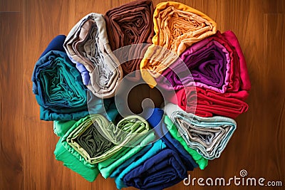 top view of a neatly folded stack of cloth diapers Stock Photo