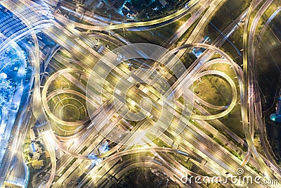 Top view night traffic modern transport background Stock Photo