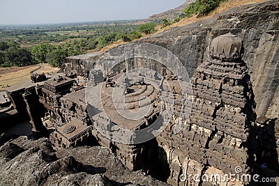 The top view not Ellora Caves Stock Photo