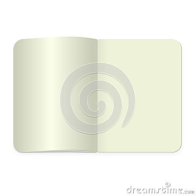 Top view notepad template. Vector realistic blank magazine or book spread on white background. Stock Photo