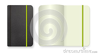 Top view notepad template. Vector realistic blank magazine or book spread on white background. Vector Illustration