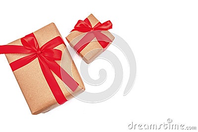 Top view objects Brown Gift box Stock Photo