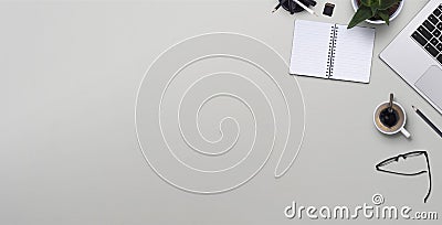 Top view office desk Stock Photo