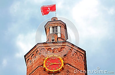 Top view of old fire tower with clock (1911), Vinnytsia Stock Photo