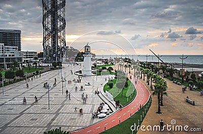 View of old Pitsunda Lighthouse In Miracle Park, Batumi Editorial Stock Photo