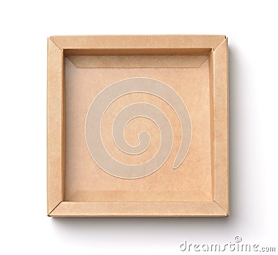 Top view of open brown paper packaging tray Stock Photo