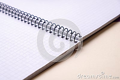 Top view of a open notebook school notebooks with a spiral spring, office notepad Stock Photo