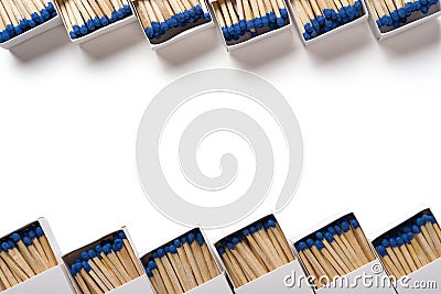 Top view opened matchboxes on white with clipping path Stock Photo