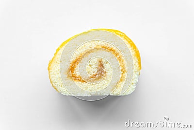 Top view orange roll cake on white background Stock Photo