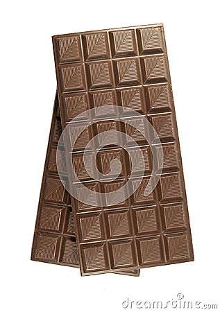 Top view of a pair of dark chocolate bars isolated on transparent background Stock Photo