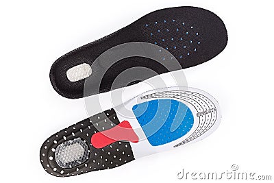 Top view of pair of shoe inserts of universal size Stock Photo