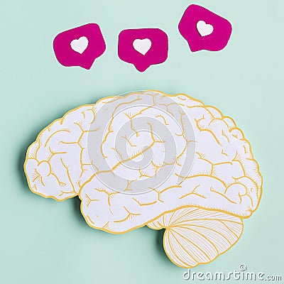 Top view paper brain shape. High quality and resolution beautiful photo concept Stock Photo