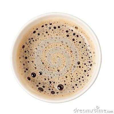 Top view of a paper cup of black coffee Stock Photo