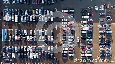 No empty parking lots for cars, aerial view Stock Photo