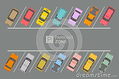 Top View of Parking zone Vector Illustration
